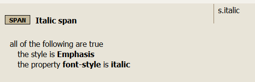 Rule for s.italic